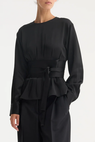Kimono Satin Top | Black