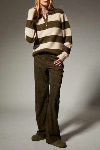 Cashmere Rugby Polo | Olive Stripes