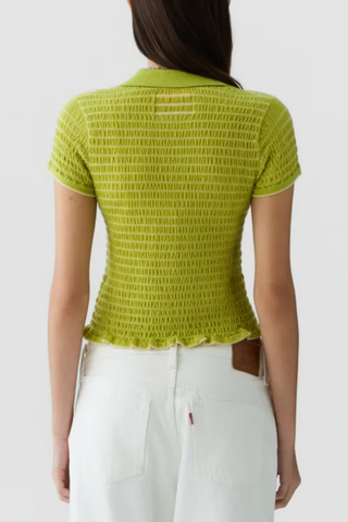 Smocked Shrunken Polo | Evoo / Butter