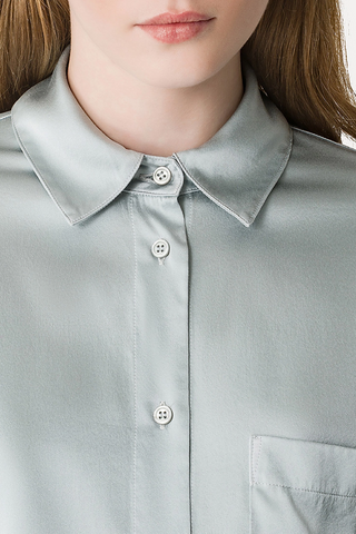 Stretch Silk Satin Shirt | Pearl