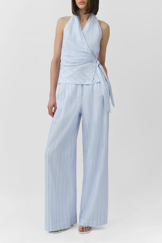 Bria S/L Top | Blue Stripe