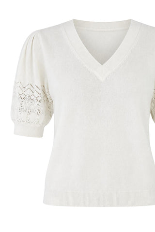Reina Puff Cashmere Top | Pearl