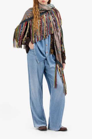 Aloe Silk Faux Denim Trousers | Denim 515240