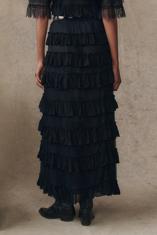 The Winter Mesh Flounce Skirt | Black