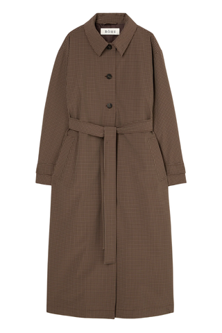 Technical Check Belted Coat | Brown Multi Check