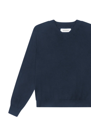 Shrunken Cashmere V Neck Sweater | Navy