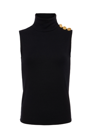 Ceci Sleeveless Turtleneck | Black/Gold