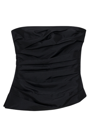 Emerson Ruched Taffeta Bustier Top | Black