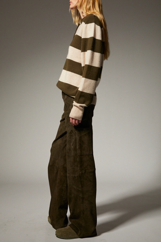Cashmere Rugby Polo | Olive Stripes