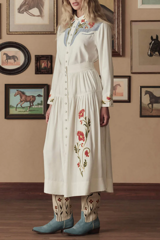 The Suede Cowboy Boot | Washed Indigo Floral