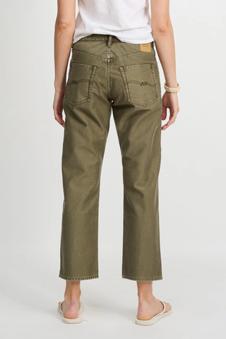 Lindsay Slim Boyfriend Pant | Olive Green Bedford Cord