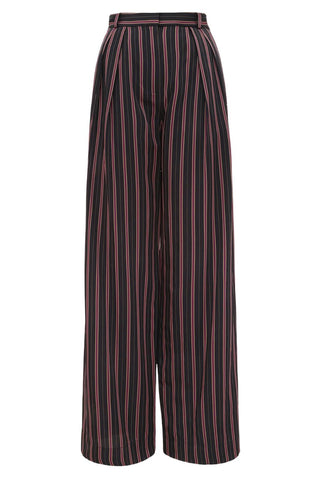 Valiant Pleat Front Pant | Black Rose Stripe