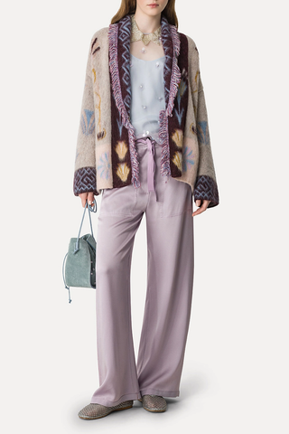 Baby Alpaca Jacquard "Sogni" Long Cardigan | Avorio