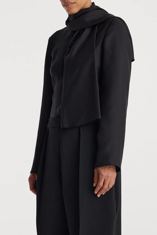 Silk Foulard Top | Black
