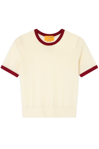 Airy Ringer Tee | Cream / Carmine