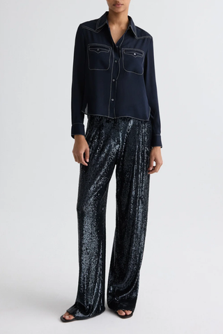 Carter Topstitch Shirt | Midnight