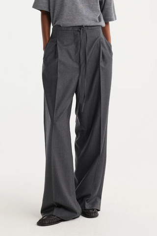 Relaxed Soft Wool Trousers | Dark Grey Melange