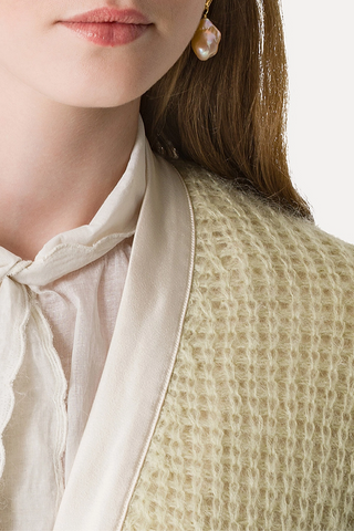 Satin Lined Mohair Waffle Cardigan | Lichene