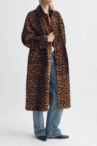 Davelle Shearling Coat | Leopard Print