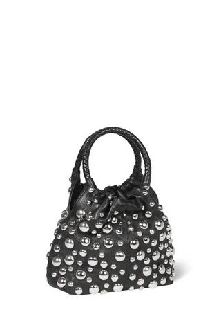 Gordi S Studded Handbag | Noir Grainé Silver