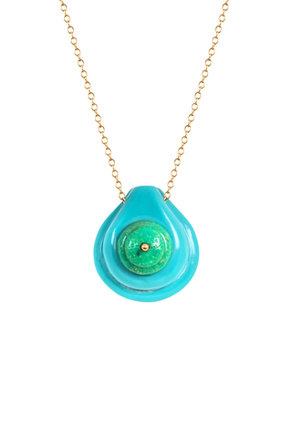 Button Stone Pendant Necklace | Turquoise & Green Turquoise