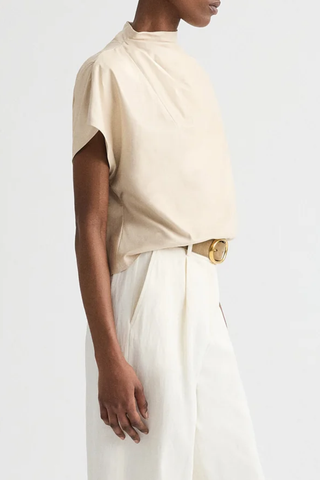 Mock Neck Tee | Creme Brulee