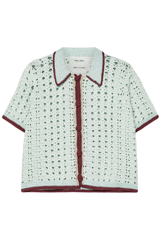 "Cable' Luxe" Handmade Crochet Polo Shirt | Plume