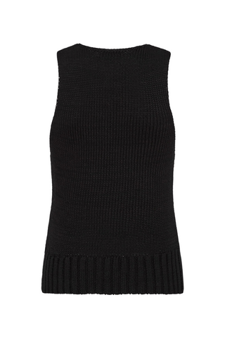 Linen Silk Blend Tank | Black