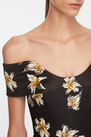 Souline Top | Black & Yellow Festive Lilies