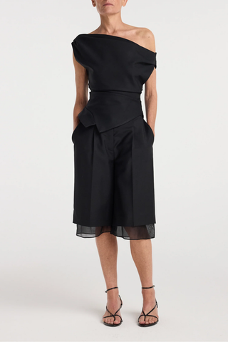 Off Shoulder Lapel Top | Black