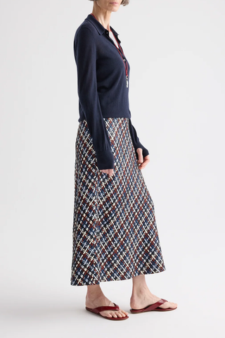 Leather A-Line Skirt | Blue Multi
