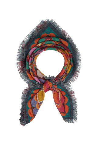 Grido Double Printed Wool Scarf | 68X68 Crochet Print