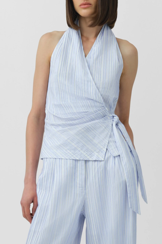 Bria S/L Top | Blue Stripe