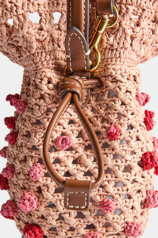 Raffie Squid Crossbody | Natural Raffia Pink