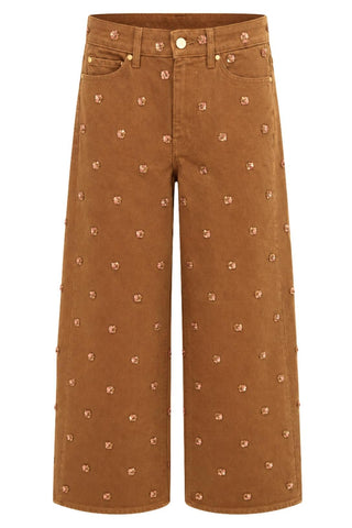 The Willow Wide Leg Jean | Embellished Umber