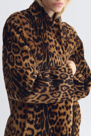 Davelle Shearling Coat | Leopard Print