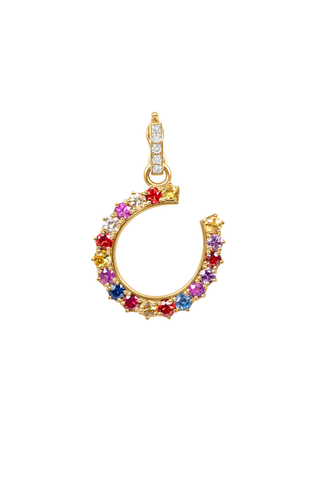 Mini Horseshoe Charm | Rainbow Sapphire