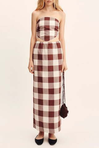 Callie Tie Top | Mocha Gingham