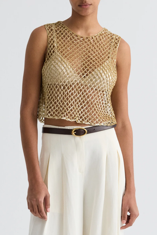 Sequined Muscle Tee | Olive Grey