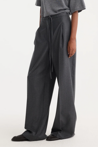 Relaxed Soft Wool Trousers | Dark Grey Melange
