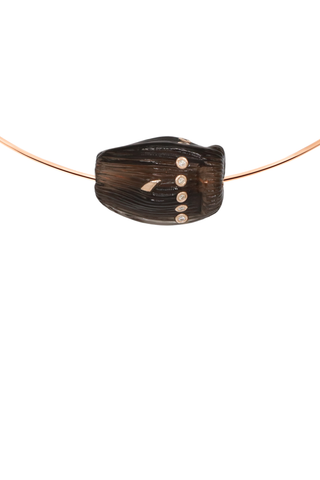 Carved Coquito Bead with Brilliant Diamonds | Smokey Quartz