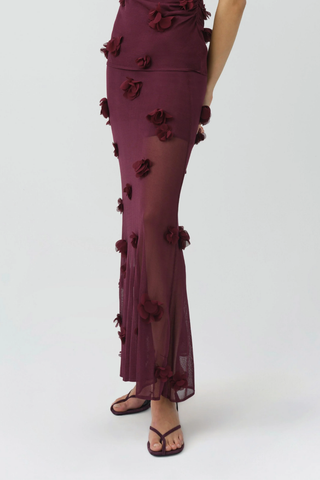 Cora Floral Applique Midi Skirt | Fig