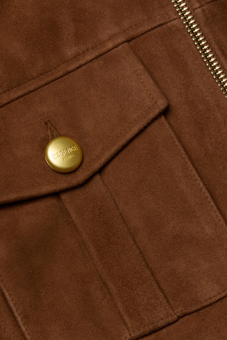 Micah Oversized Suede Jacket | Walnut