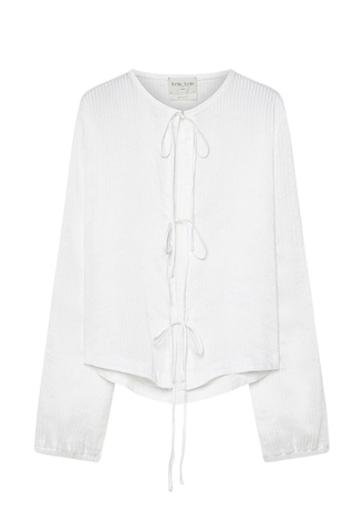 Pinstripe Silk and Linen Voile Shirt | Crystal