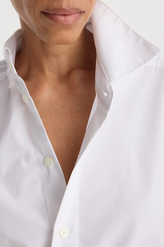 Poplin Uneven Collar Shirt | Optic White