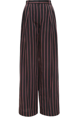 Valiant Pleat Front Pant | Black Rose Stripe