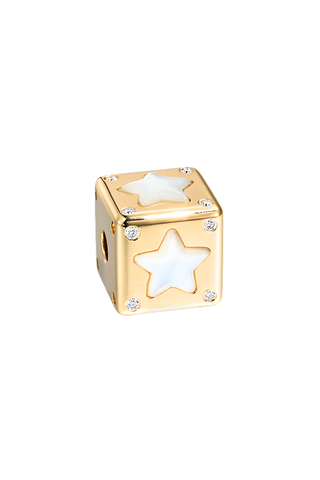 Jumbo Star Dice Diamond Bangers Charm | White Mother of Pearl