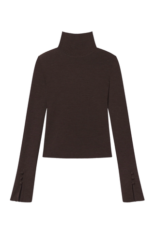 Jett Knit Merino Turtleneck Top | Coffee
