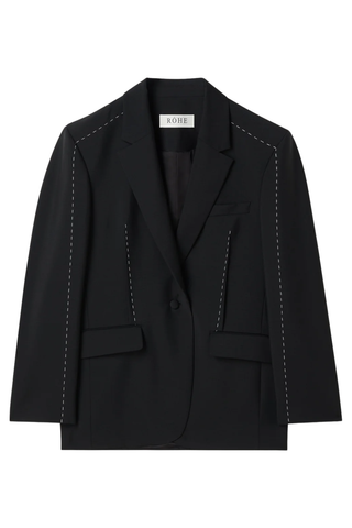 Contrast Detail Blazer | Black