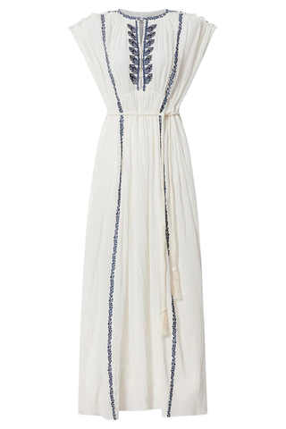 Liviane Dress | Ecru / Blue